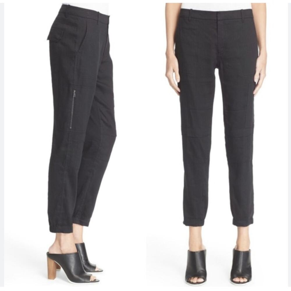 EUC Vince Black Linen Blend Tapered Cargo jogger style pants